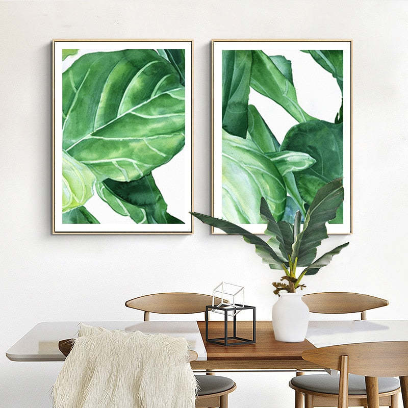 Modern Nordic Natural Tropical Leaves - Canvas Wall Art Painting-Original Wall Arts