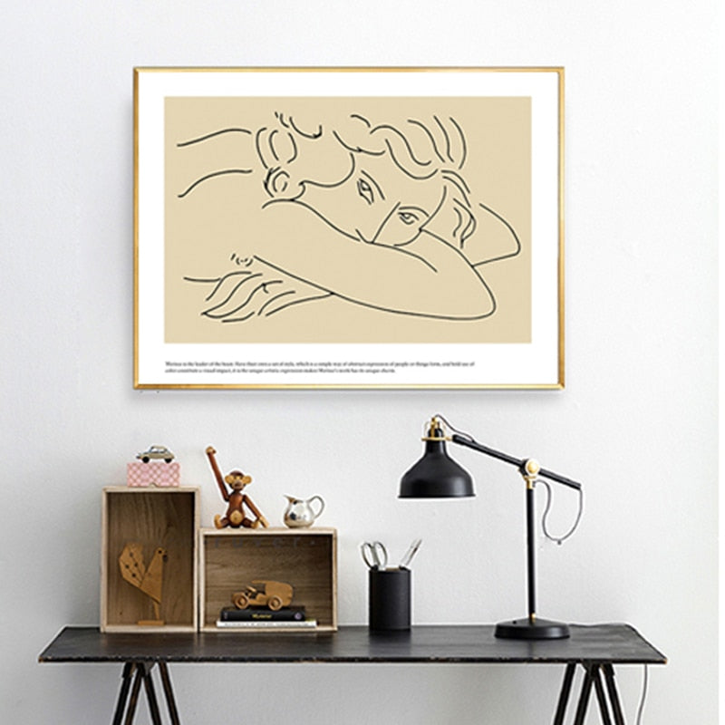 Vintage Abstract Figure Dove Minimalist - Canvas Wall Art Painting-Original Wall Arts