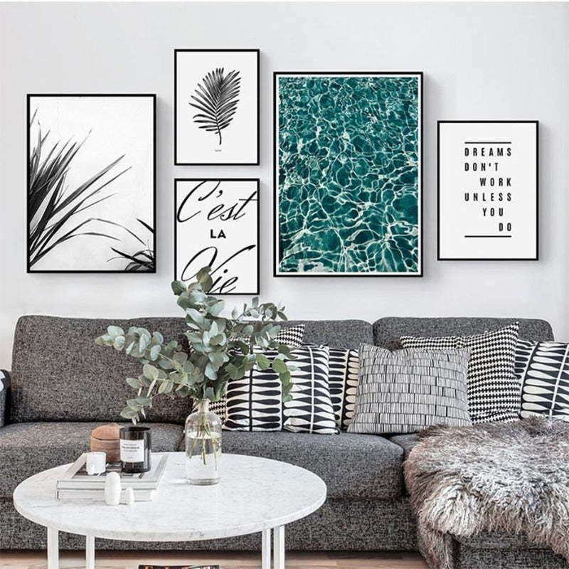 Nordic Scandinavia Palm Leaves Plants Dreams Quote-Original Wall Arts