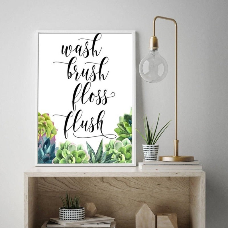 Modern Wash brush Floss Flush Cactus Print - Canvas Wall Art Painting-Original Wall Arts