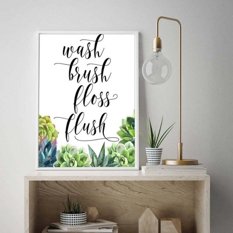 Modern Wash brush Floss Flush Cactus Print - Canvas Wall Art Painting-Original Wall Arts