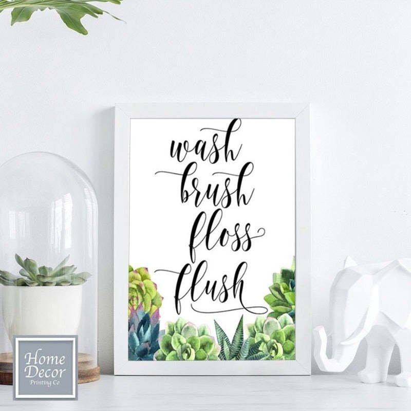 Modern Wash brush Floss Flush Cactus Print - Canvas Wall Art Painting-Original Wall Arts