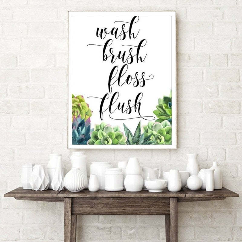 Modern Wash brush Floss Flush Cactus Print - Canvas Wall Art Painting-Original Wall Arts