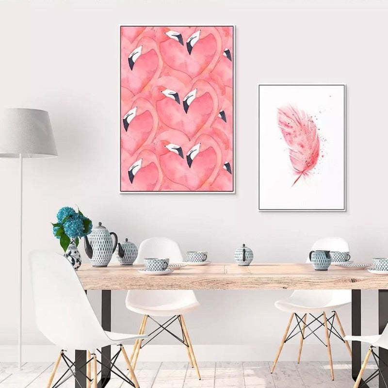 Beautiful Pink Flamingo Feather - Canvas Wall Art Painting-Original Wall Arts