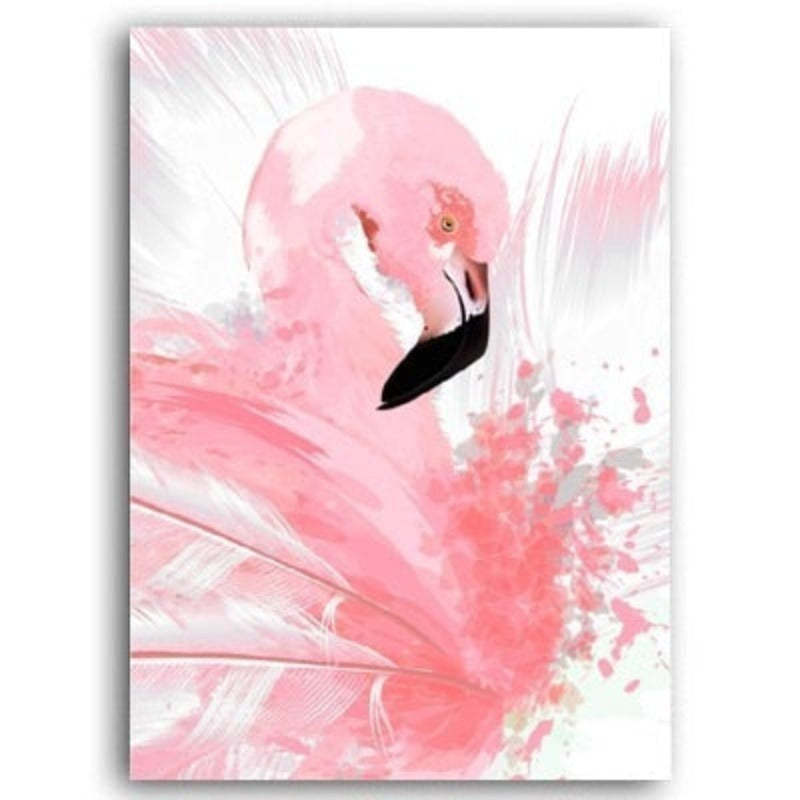 Beautiful Pink Flamingo Feather - Canvas Wall Art Painting-Original Wall Arts