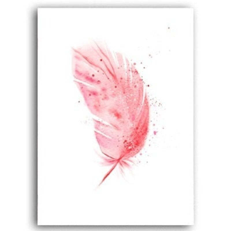 Beautiful Pink Flamingo Feather - Canvas Wall Art Painting-Original Wall Arts