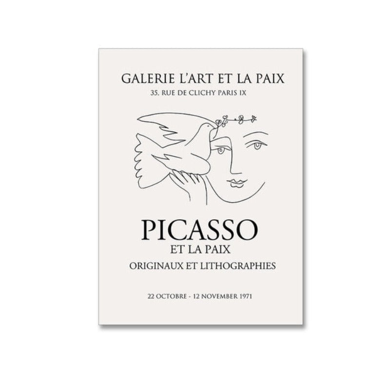 Vintage Abstract Figure Dove Minimalist - Canvas Wall Art Painting-Original Wall Arts