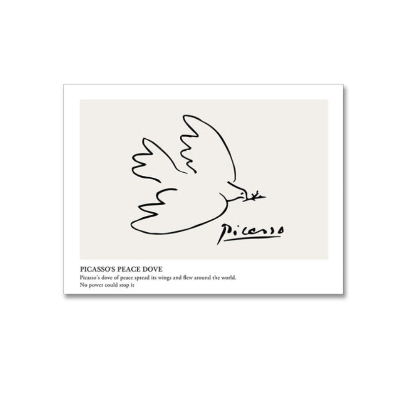 Vintage Abstract Figure Dove Minimalist - Canvas Wall Art Painting-Original Wall Arts
