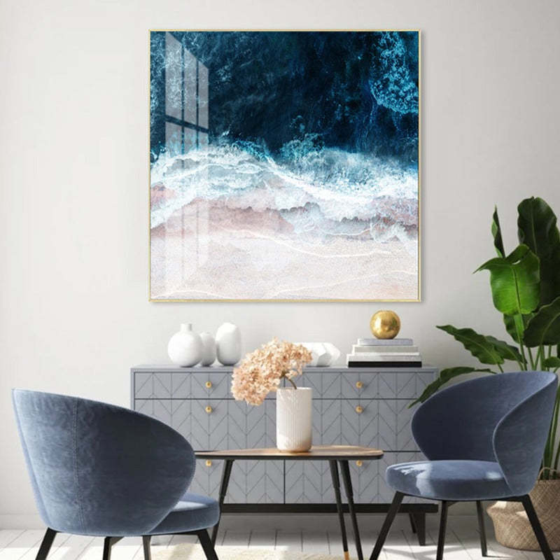 Blue Sea Wave Scene Inspiring - Canvas Wall Art Painting-Original Wall Arts