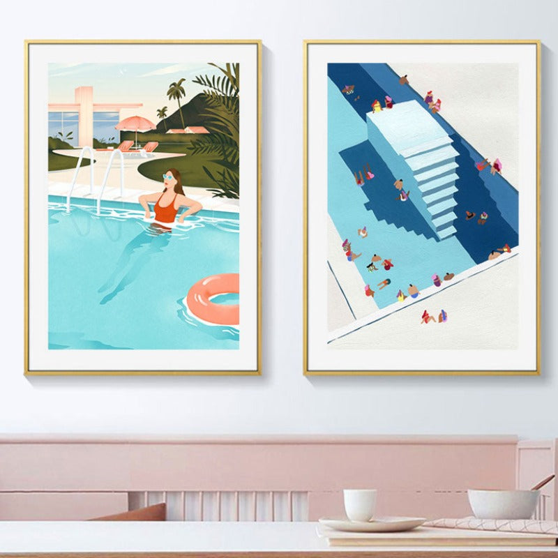 Summer Swimming Party Wall Art Pictures - Canvas Wall Art Painting-Original Wall Arts