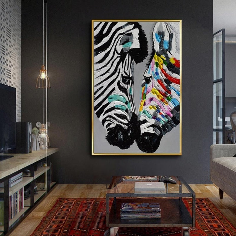 Modern Colorful Zebra Animals - Canvas Wall Art Painting-Original Wall Arts