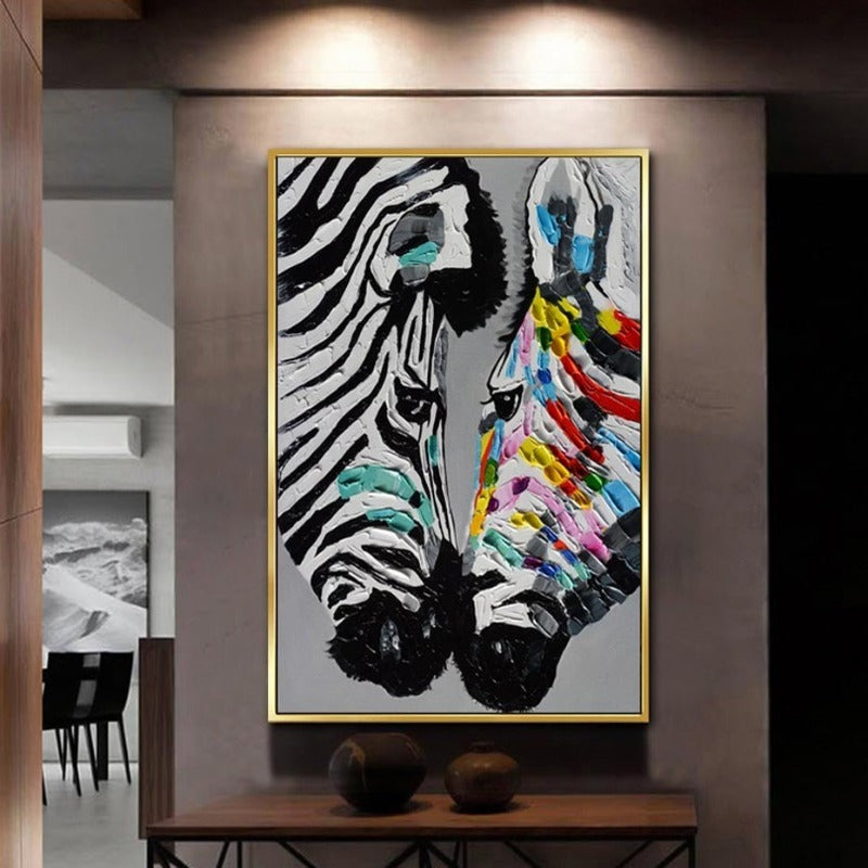 Modern Colorful Zebra Animals - Canvas Wall Art Painting-Original Wall Arts