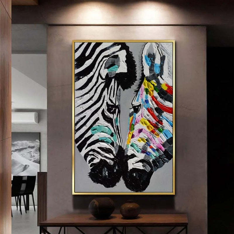 Modern Colorful Zebra Animals - Canvas Wall Art Painting-Original Wall Arts
