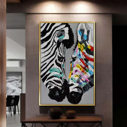 Modern Colorful Zebra Animals - Canvas Wall Art Painting-Original Wall Arts