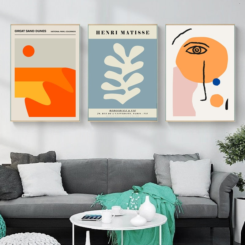 Vintage Abstract Canvas Painting Geometric Wall Art-Original Wall Arts