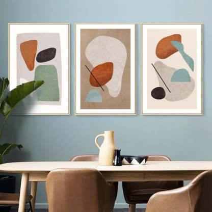 Modern Burnt Orange Abstract Geometric - Canvas Wall Art Painting-Original Wall Arts