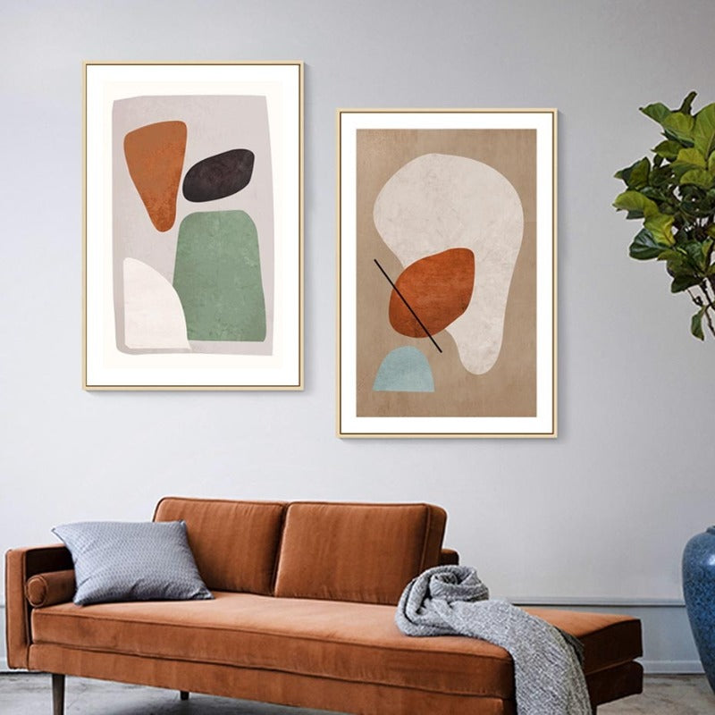 Modern Burnt Orange Abstract Geometric - Canvas Wall Art Painting-Original Wall Arts