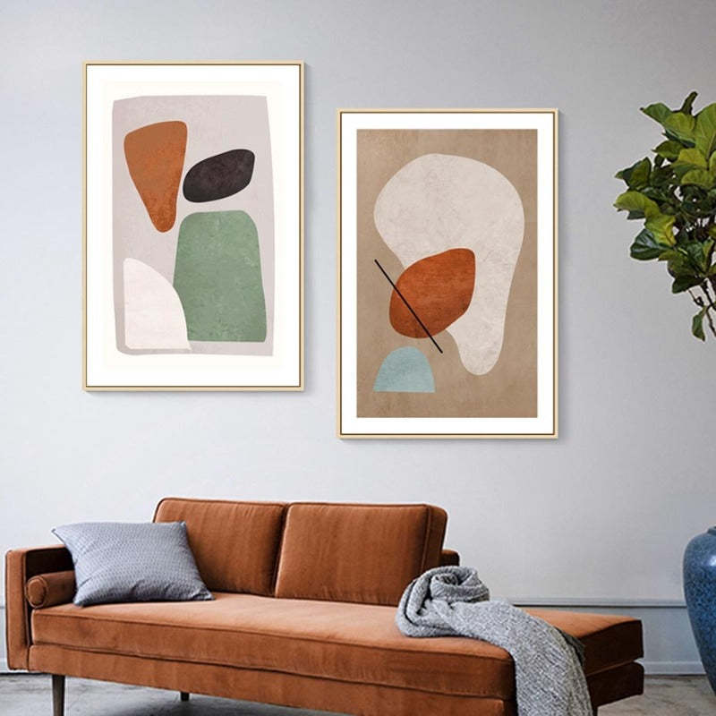 Modern Burnt Orange Abstract Geometric - Canvas Wall Art Painting-Original Wall Arts