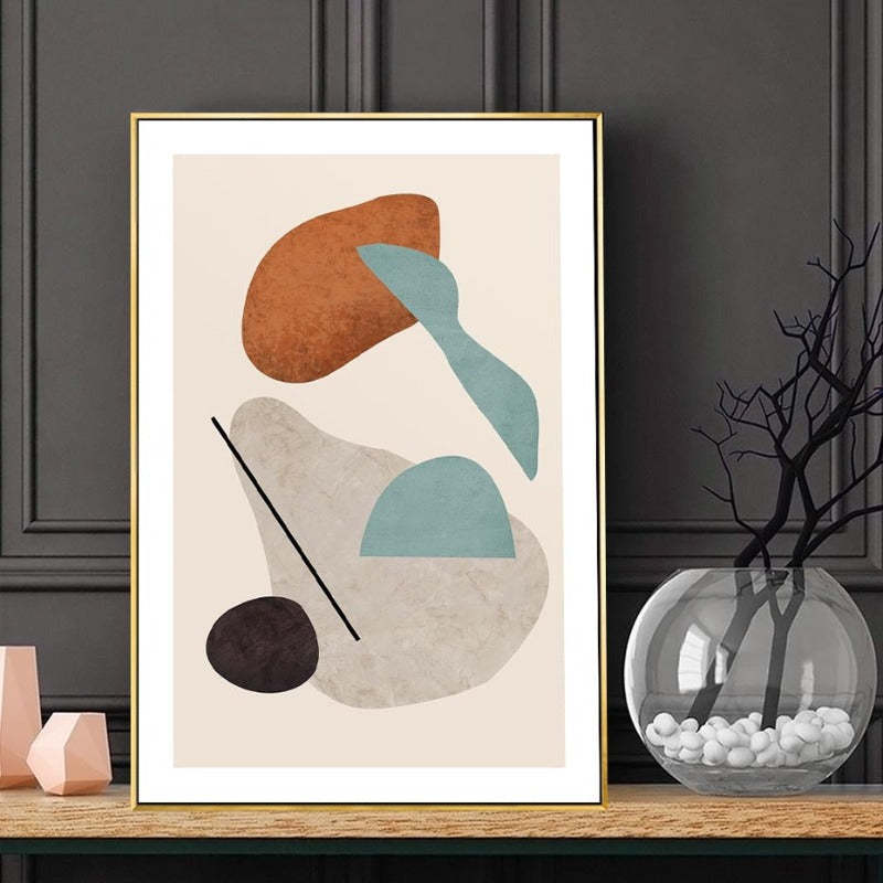 Modern Burnt Orange Abstract Geometric - Canvas Wall Art Painting-Original Wall Arts