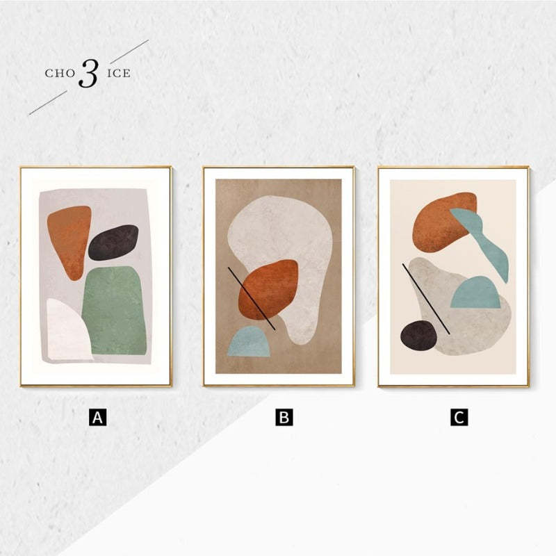 Modern Burnt Orange Abstract Geometric - Canvas Wall Art Painting-Original Wall Arts