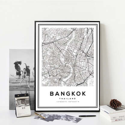 Black and White Bangkok City - Canvas Wall Art Painting-Original Wall Arts
