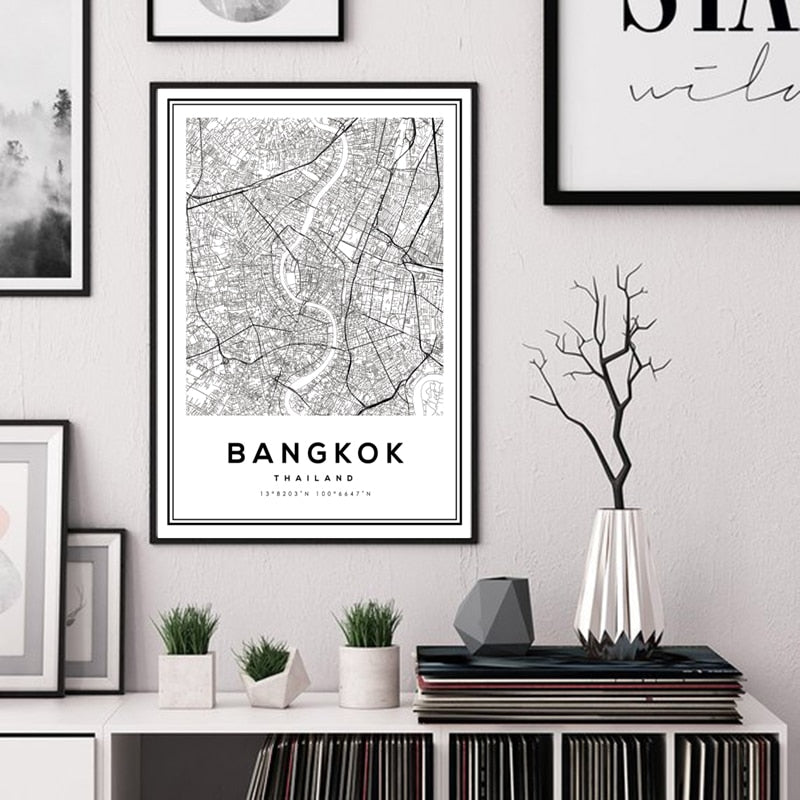 Black and White Bangkok City - Canvas Wall Art Painting-Original Wall Arts