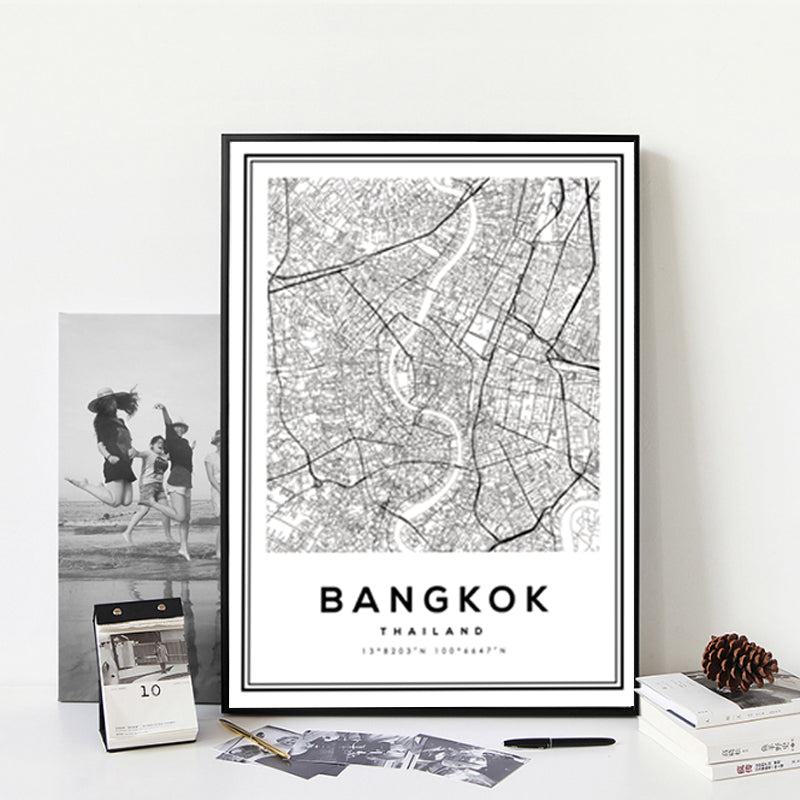 Black and White Bangkok City - Canvas Wall Art Painting-Original Wall Arts