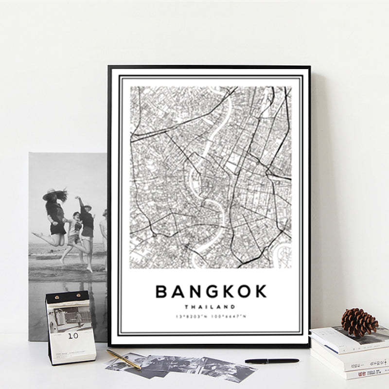 Black and White Bangkok City - Canvas Wall Art Painting-Original Wall Arts