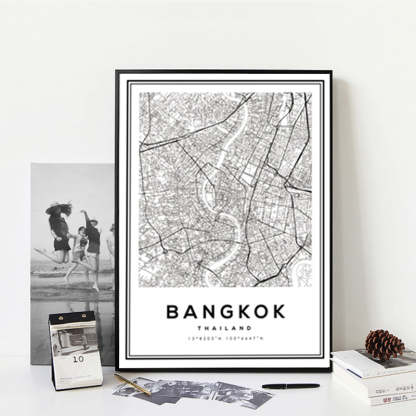 Black and White Bangkok City - Canvas Wall Art Painting-Original Wall Arts