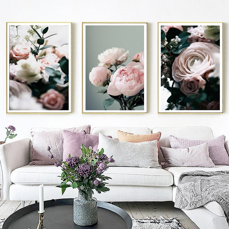 Modern Peonies Floral Canvas Painting Gallery Flower - Canvas Wall Art Painting-Original Wall Arts