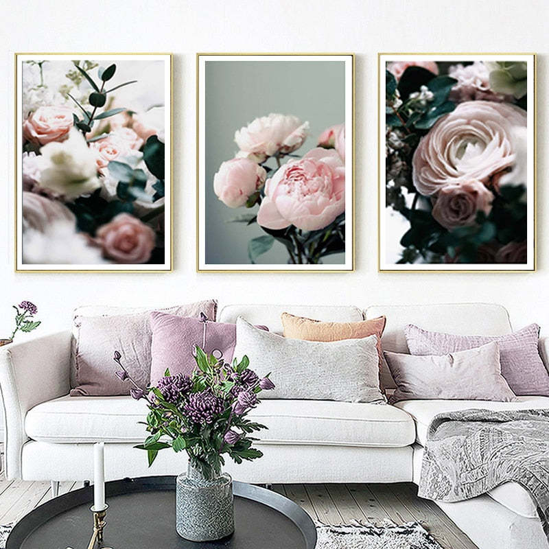Modern Peonies Floral Canvas Painting Gallery Flower - Canvas Wall Art Painting-Original Wall Arts