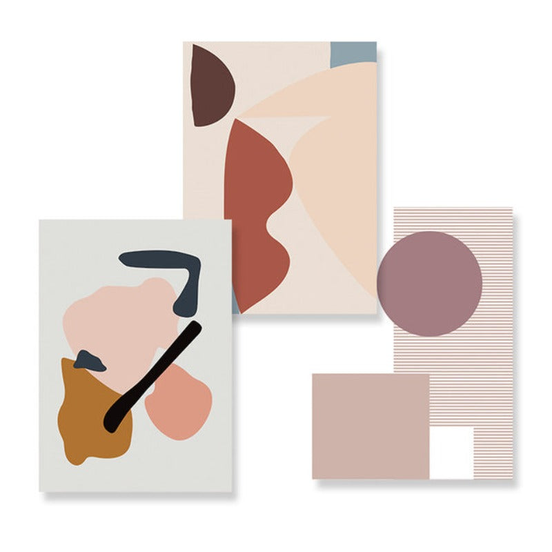 Abstract Warm Geometric Designs - Canvas Wall Art Painting-Original Wall Arts