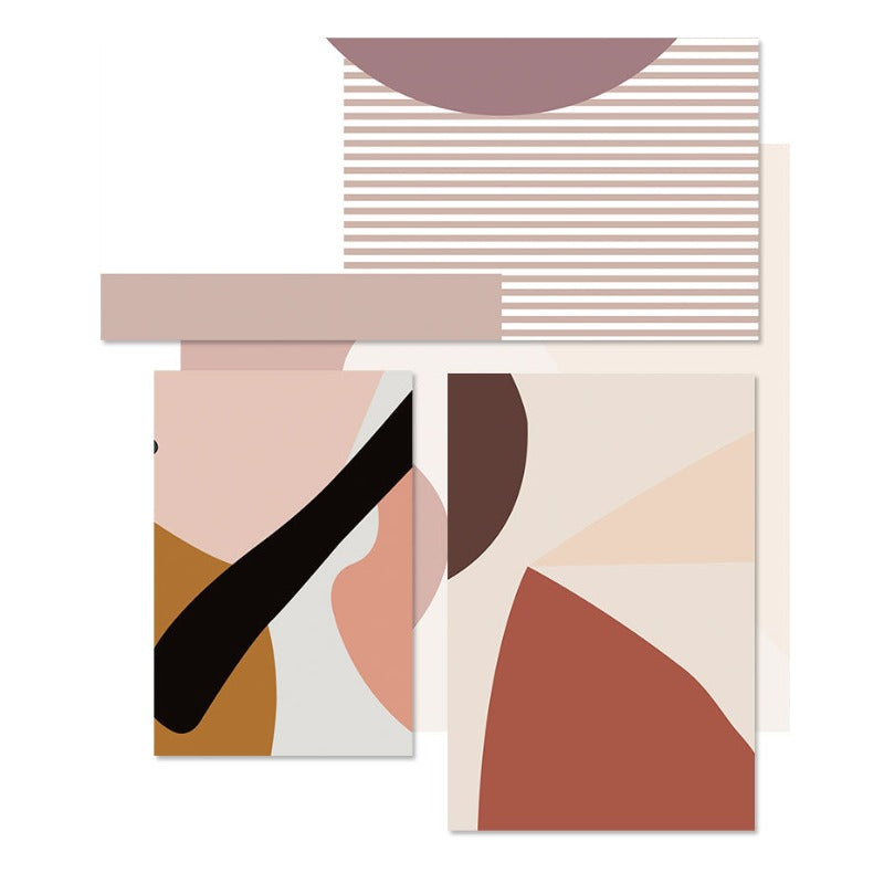 Abstract Warm Geometric Designs - Canvas Wall Art Painting-Original Wall Arts