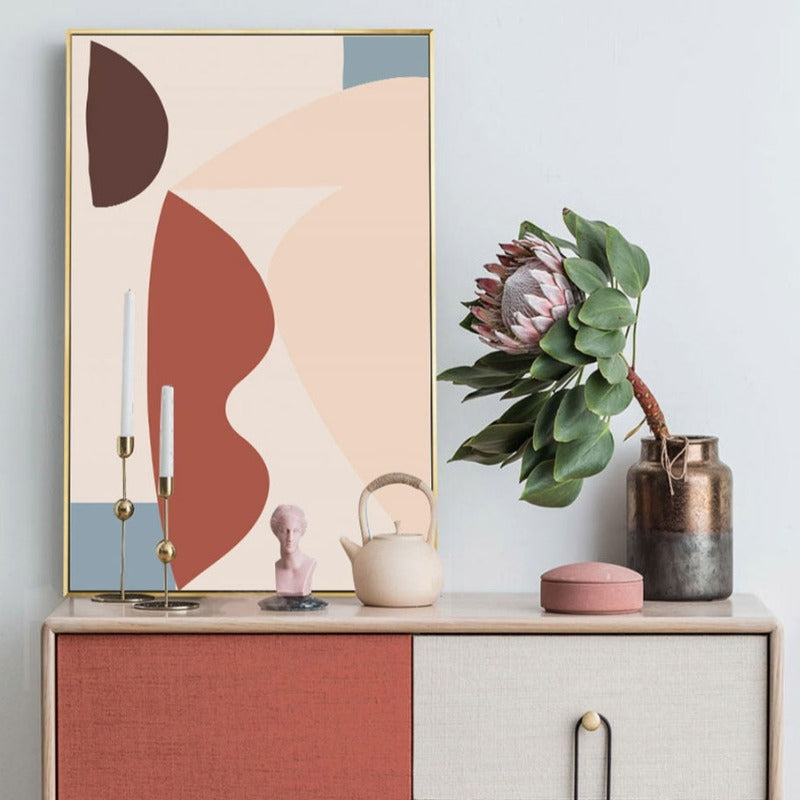 Abstract Warm Geometric Designs - Canvas Wall Art Painting-Original Wall Arts