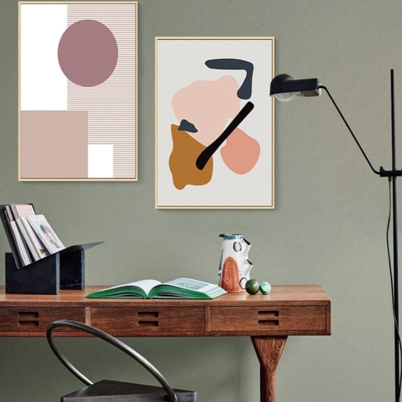 Abstract Warm Geometric Designs - Canvas Wall Art Painting-Original Wall Arts