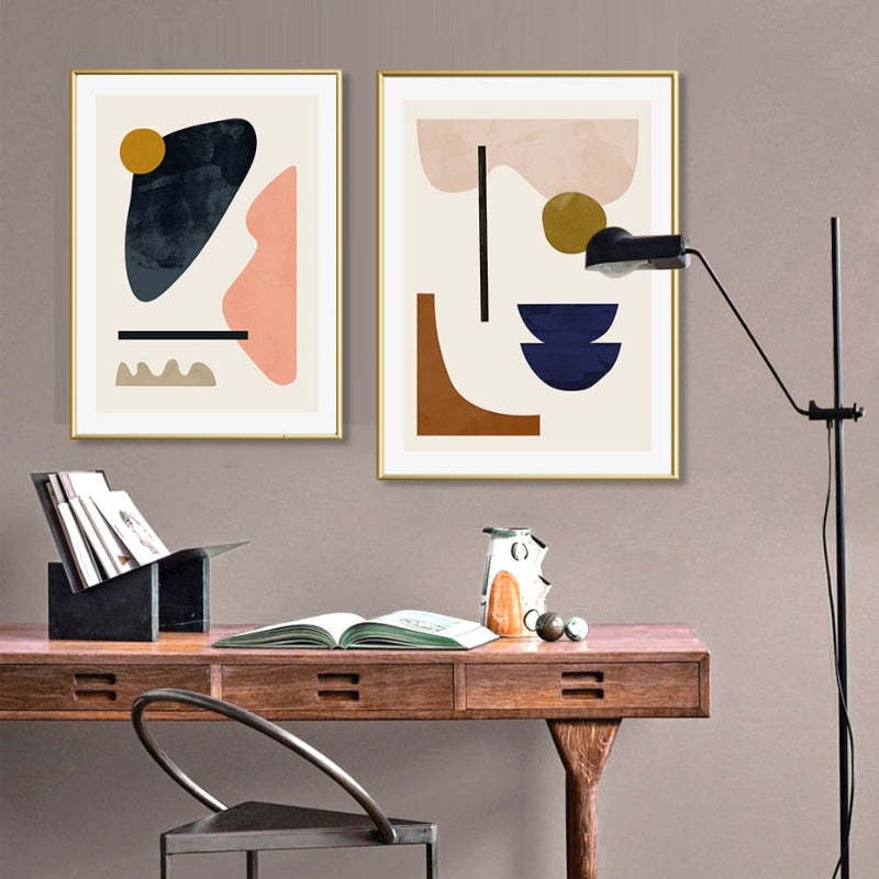 Geometric Abstract Scandinavia Gallery - Canvas Wall Art Painting-Original Wall Arts