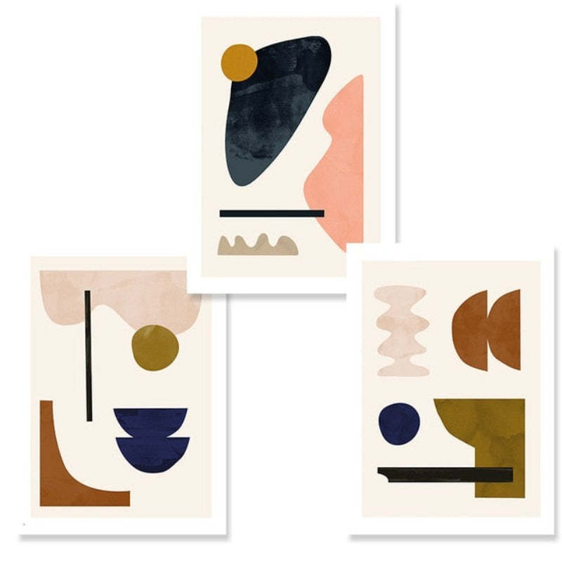 Geometric Abstract Scandinavia Gallery - Canvas Wall Art Painting-Original Wall Arts