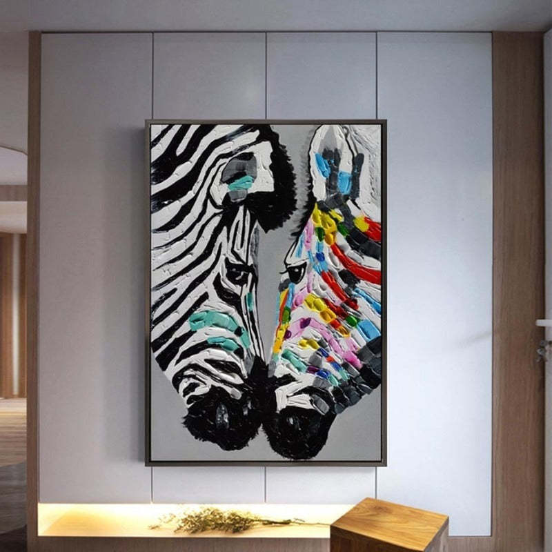 Modern Colorful Zebra Animals - Canvas Wall Art Painting-Original Wall Arts