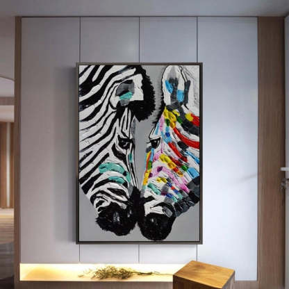 Modern Colorful Zebra Animals - Canvas Wall Art Painting-Original Wall Arts