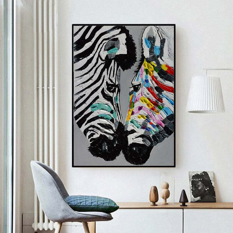 Modern Colorful Zebra Animals - Canvas Wall Art Painting-Original Wall Arts