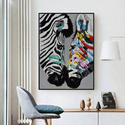 Modern Colorful Zebra Animals - Canvas Wall Art Painting-Original Wall Arts