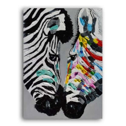 Modern Colorful Zebra Animals - Canvas Wall Art Painting-Original Wall Arts