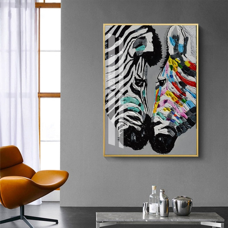 Modern Colorful Zebra Animals - Canvas Wall Art Painting-Original Wall Arts