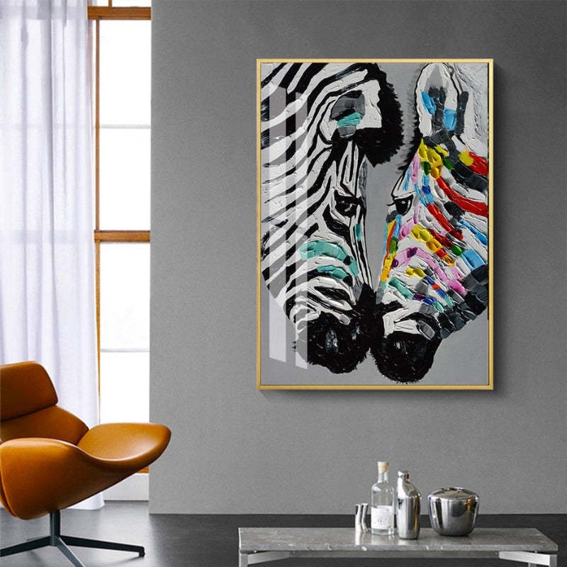 Modern Colorful Zebra Animals - Canvas Wall Art Painting-Original Wall Arts