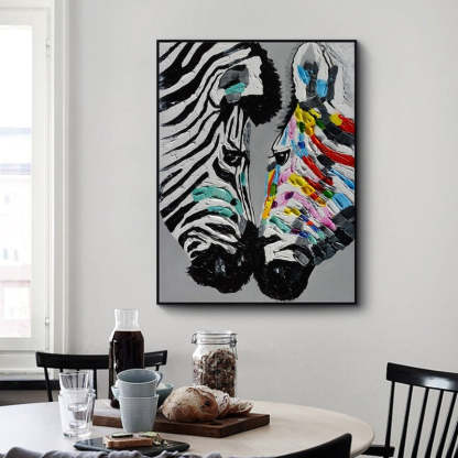Modern Colorful Zebra Animals - Canvas Wall Art Painting-Original Wall Arts
