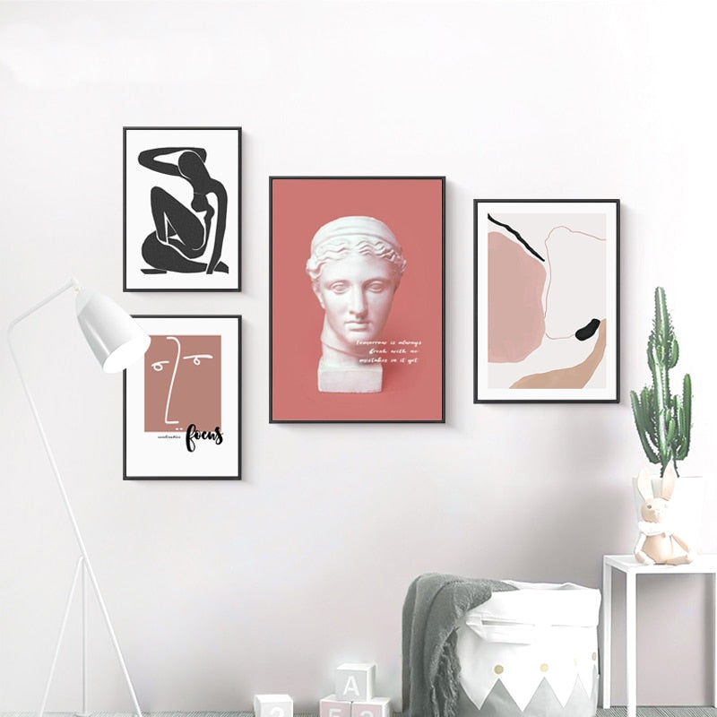 Nordic Abstract Line Character - Canvas Wall Art Painting