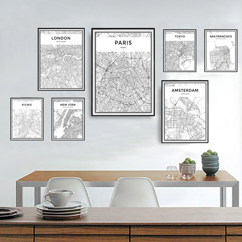 Modern City Maps Travel Contour - Canvas Wall Art Painting-Original Wall Arts