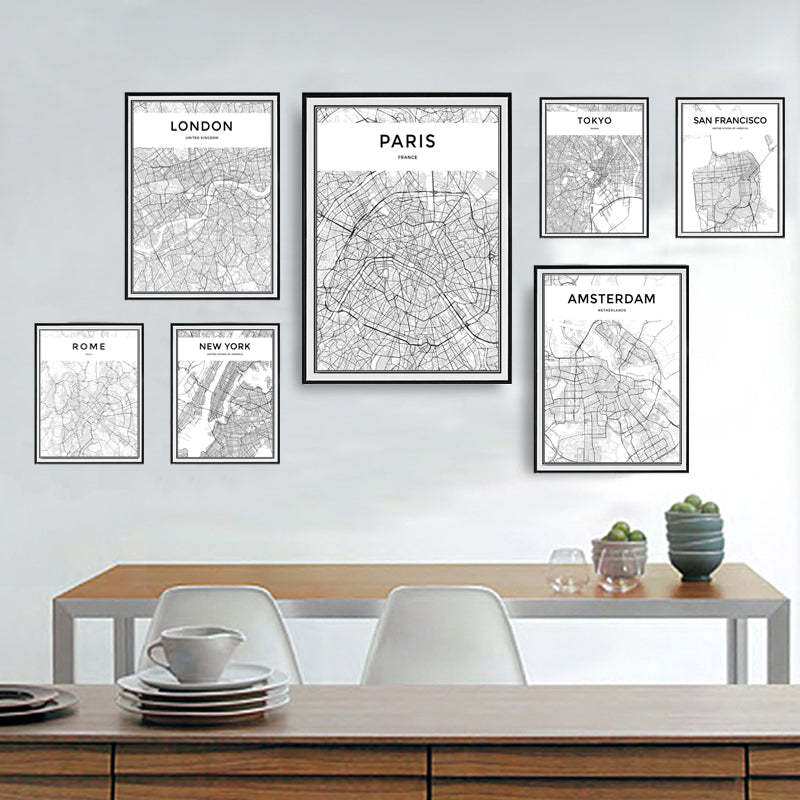 Modern City Maps Travel Contour - Canvas Wall Art Painting-Original Wall Arts