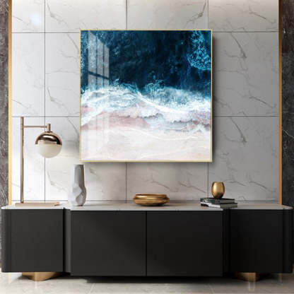 Blue Sea Wave Scene Inspiring - Canvas Wall Art Painting-Original Wall Arts