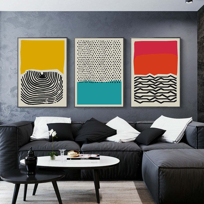 Multicolored Abstract Geometric Wall Art  - Canvas Wall Art Painting-Original Wall Arts